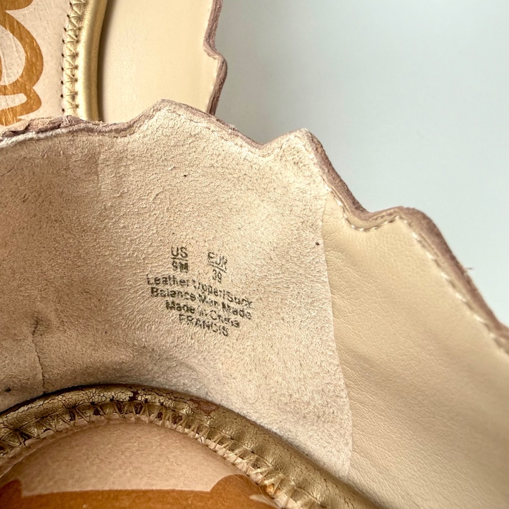 Sam Edelman Francis Classic Ballet Flats 9 Nude Leather Scalloped Edge - Picture 13 of 13